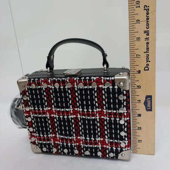 Sam Edelman Gracia Plaid Hardcase Crossbody Purse Woven Handbag Tweed Academia - Picture 14 of 15